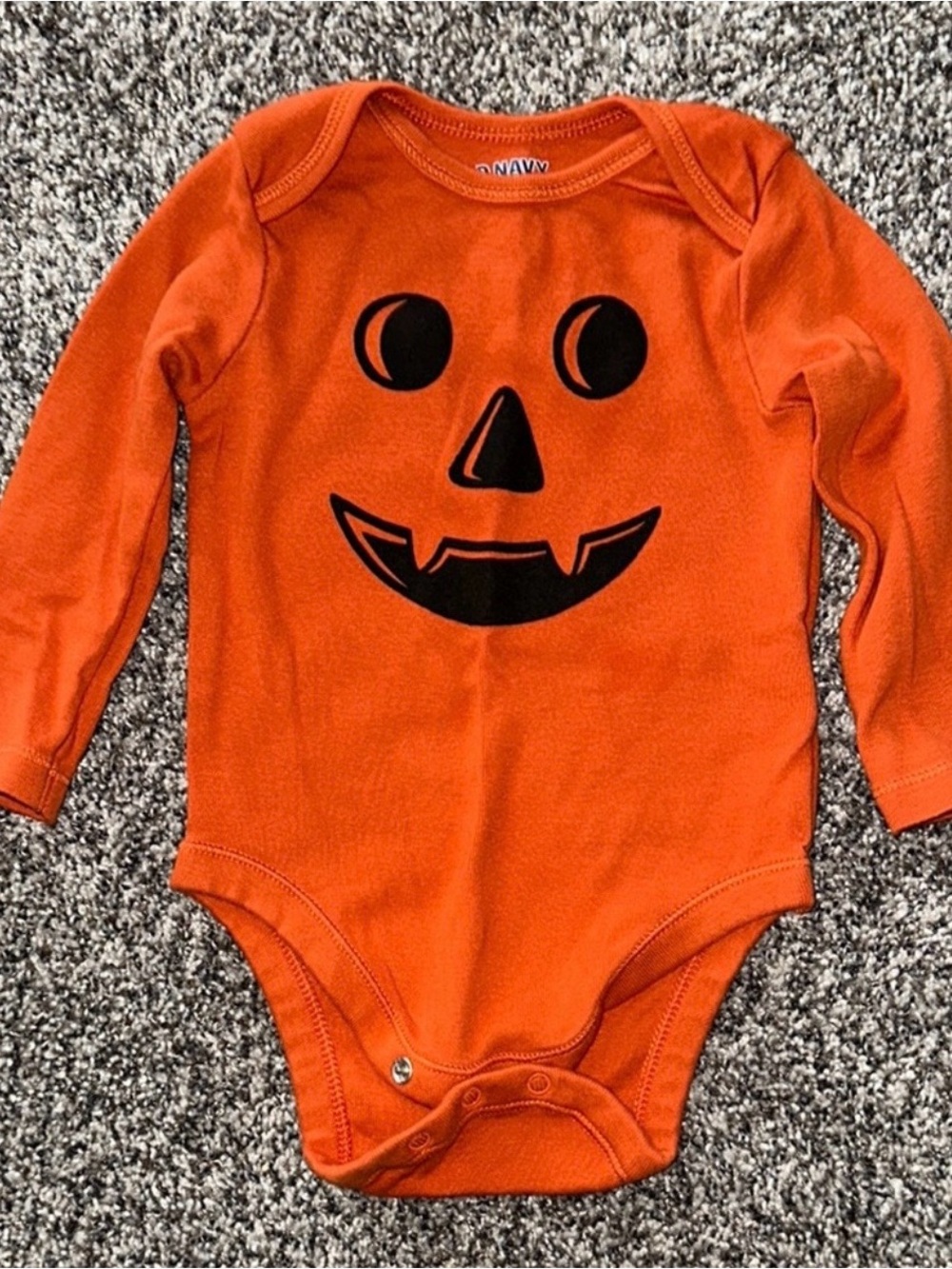 Old Navy Orange Long-Sleeve Pumpkin Face Baby One-Piece